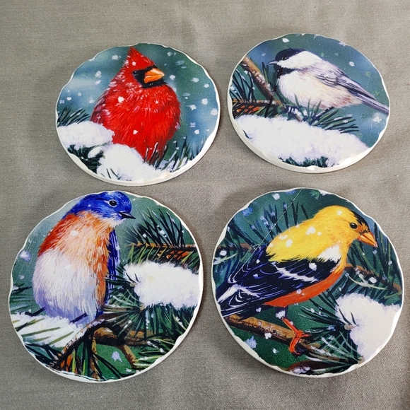 Set of 4 Backyard of Birds Stone Coasters - Picture 1 of 6